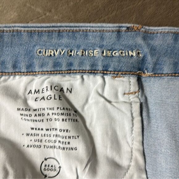 AE 18S Next Level Curvy High Waist Light Vintage Wash Stretch Jeggings - Picture 9 of 13